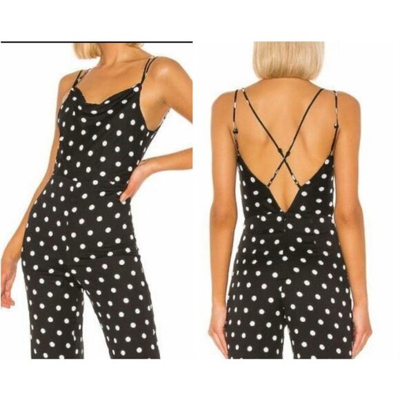 LOVERS + FRIENDS QUINCY BLACK POLKA DOT JUMPSUIT NWT SIZE XS - Picture 1 of 9